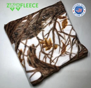 ZooFleece Blanket Brown Trees Snow White Camouflage Hunting 60X60" Throw - Picture 1 of 3