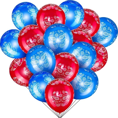 40 piezas globos bandana rojos y azules globos vaqueros occidentales grandes 12 pulgadas látex Foto 1 de 4