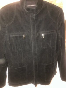 Elle Tahari Black corduroy Jacket Size Medium, Lots of Pockets, Lined Zipper - Picture 1 of 6