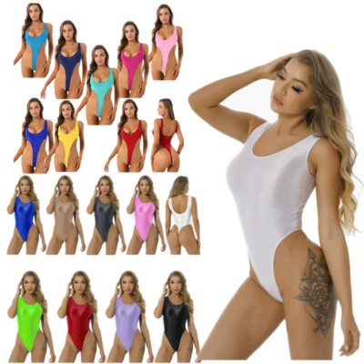 Damen Einteiler Glänzend Body Badeanzug Bademode Sexy Monokini Swimsuit Swimwear - Bild 1 von 4