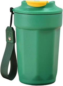 Stainless Steel Insulated Coffee Drink Cup 450ML/15oz With Wrist Strap Green NEW - Picture 1 of 1
