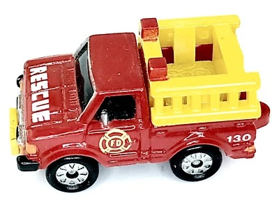 Micro Machines Vehicle Rescue Fire Department Datsun Yellow Red Truck Car Auto - Image 1 of 4