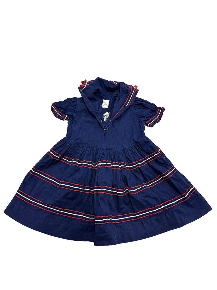 Vestido De Colección Para Mujer Azul Marino y Blanco Talla S Años 40 Años 50 Princesa Pat Foto 1 de 4