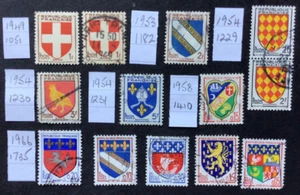 FRANCE 12 STAMPS PROVINCIAL COATS OF ARMS, FROM SG1051 USED - Picture 1 of 6