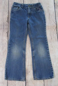 Carhartt Adjustable Waist Blue Denim Girls Jeans Embroidered Hearts Size 7 - Picture 1 of 12