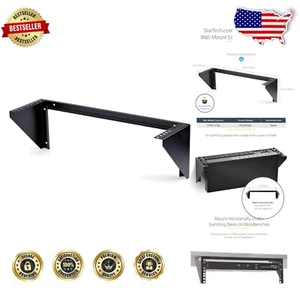Space-Saving 3U Wall Mount Bracket for Computers & Network Gear - Black Steel - Picture 1 of 10