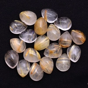 19 Pcs Natural Rutile Quart Pear Cabochon 8mm*6mm Untreated Loose Gemstones Lot - Picture 1 of 3