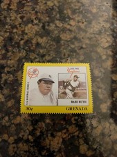 BABE RUTH Yankees 1988 U.S. Baseball Series 1 GRENADA 30-Cent Stamp MINT
