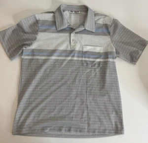 Vtg Mr. California Shirt Mens M Gray Striped Short Sleeve Pocket Button Sheer - Picture 1 of 15