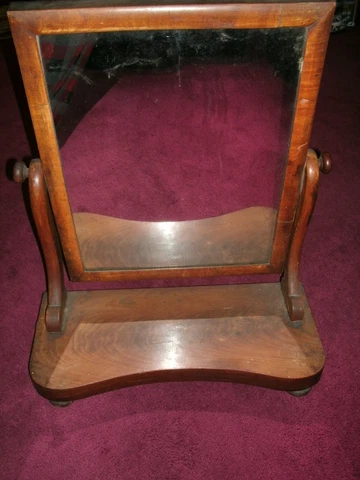 Antique Wooden Frame Free Standing Footed Vanity Mirror Tilt - Round Knob Feet Cover