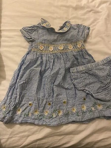 JoJo Maman Bebe - Daisy Smock Dress, Blue, 6-12 Mnth - Picture 1 of 3
