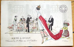 Postal publicitaria francesa de agua mineral de 1910: Evian Cachat-Fabiano/artista-signo - Imagen 1 de 1