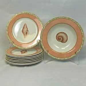 9 PC ODD LOT VICTORIA BEALE ATLANTIS DINNERWARE Lunch Plates and Rim Soup Bowl - Picture 1 of 3