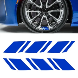 6PCS Reflective Car Wheel Rim Vinyl Decal Sticker Accessories for 18"-21" Blue - Picture 1 of 6
