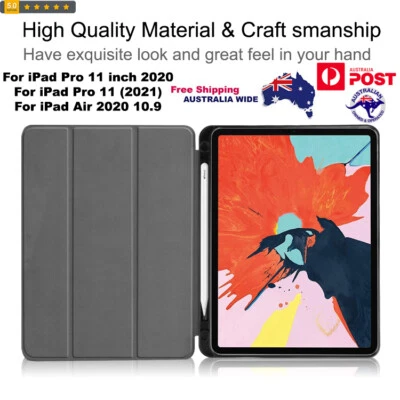 Funda de cuero TPU horizontal abatible soporte triple y ranura para bolígrafo para iPad Pro Air Foto 1 de 4