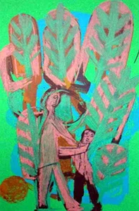 H.A.P. Grieshaber - VATER und KIND - Original-Holzschnitt unter Passepartout - Picture 1 of 1