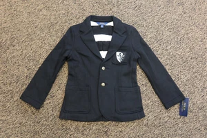 $115 Polo Ralph Lauren Boys Brass-Button Fleece Sport Coat - Size 6 - Black - Picture 1 of 5