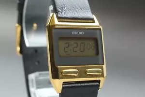 Vintage 1980 Seiko F231-4030 SGP Gold Digital Ultra Slim Quartz Mens Watch JAPAN - Picture 1 of 10