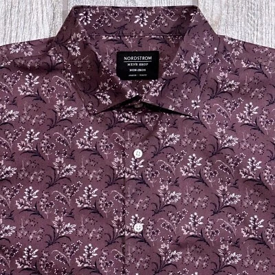 Camisa de vestir floral Nordstrom Shop sin planchar ajustada elástica 17/35 para hombre Foto 1 de 4