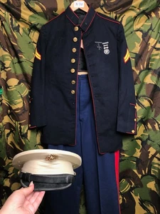 Orignal WW2 US Marine Corps USMC Dress Blues Uniform Set & Cap - Named 1943 Date - Picture 1 of 24