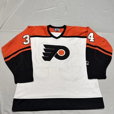 Camiseta deportiva grande vintage de los 90 Starter NHL Philadelphia Flyers #34 John Vanbiesbrouck Foto 1 de 4