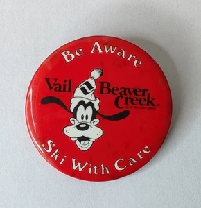 Vintage Vail Beaver Creek Sport Goofy Button Pinback Disney Skifahren 2-1/8 Zoll - Bild 1 von 2