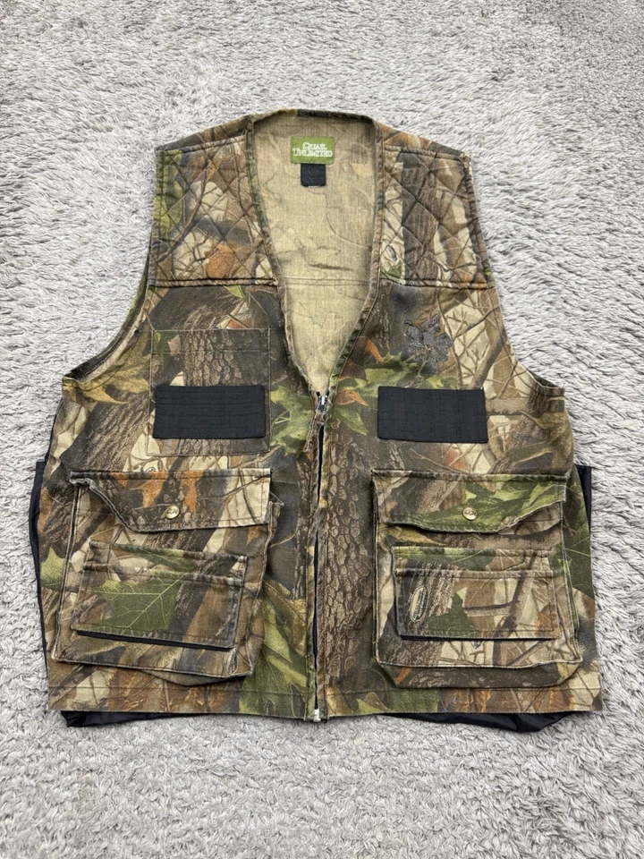 Quail Unlimited Vest Men Large Realtree Hardwoods Camo Shooting Dove Hunting Vtg - Image 1 of 4
