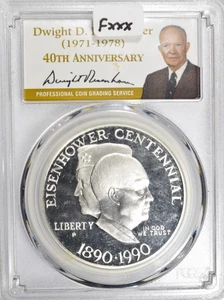 1990 EISENHOWER COMMEMORATIVE SILVER DOLLAR ~ BRIGHT WHITE PROOF PCGS PR69DCAM! - Picture 1 of 2