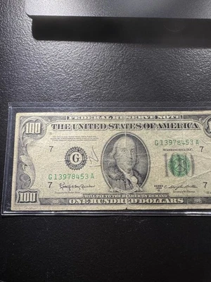 1950 B Series  $100 Dollar Bill-CHICAGO Federal Reserve Bank - Image 1 of 4