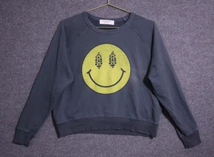 Daydreamer x Free People Pullover Damen Small blau schiefer Smiley Gesicht Rundhals *LESEN* - Bild 1 von 5