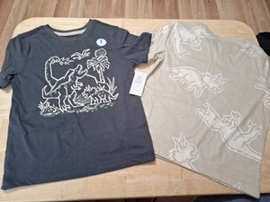 2 New Boy's Size 5 Dinosaur T-shirts, Gray And Tan, By 365 Kids From... - Picture 1 of 3