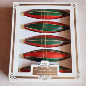 5 Kringle Glas Kurt Adler rot & grün Glitzer Glas Träne Ornament - Bild 1 von 10