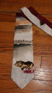 Vintage 90s Endangered Species Neck Tie "Wolf & Swan" 1983 Stanton & Lee NWT NEW - Bild 1 von 8