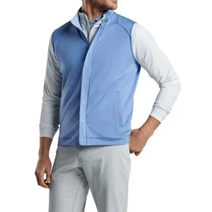 PETER MILLAR Beaumont Men's Lt. Blue Zipper Snap Button Vest Crown Sport NWT 3XL - Picture 1 of 8