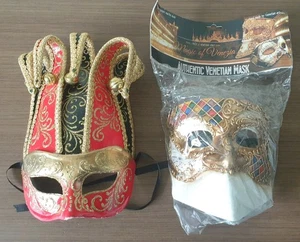 Magic of Venezia Masquerade Costume Masks x 2. Handmade In Venice. 1 new, 1 used - Picture 1 of 24