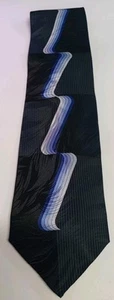 Croft & Barrow Black And Blue Striped 100% Silk Tie - Picture 1 of 3