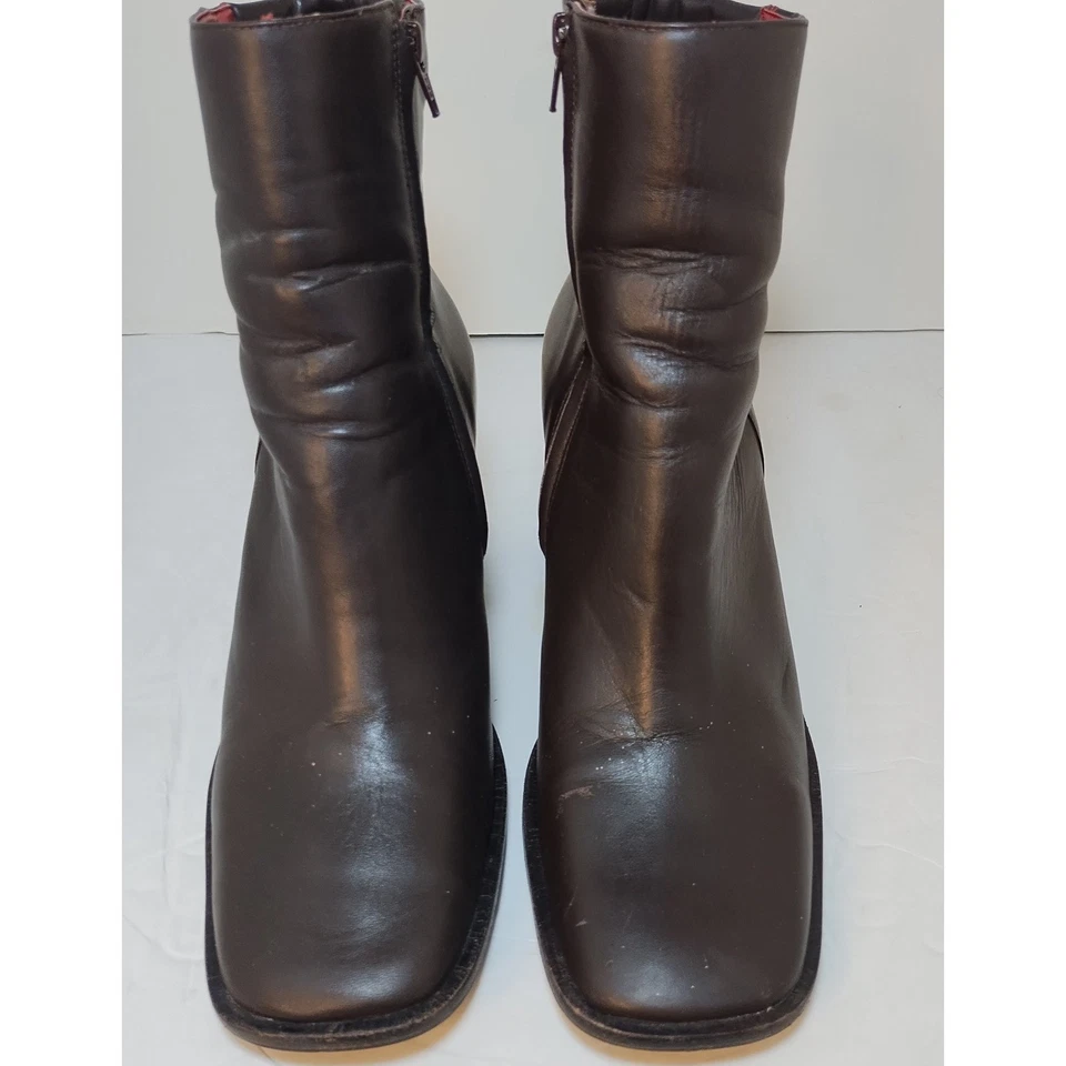 Botines Rockport Marrón Punta Cuadrada Tacón Para Mujer 7.5W Cremallera Cuero Superior Foto 1 de 4