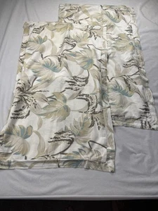 Villa Noble Excellence King Shams-2 Button Back Tropical Flowers Tan Teal Brown - Picture 1 of 7