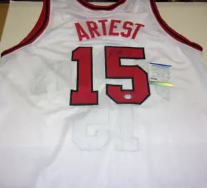 RON ARTEST ST.JOHNS RED STORM,LAKERS,KNICKS PSA/DNA/COA SIGNED JERSEY - Picture 1 of 2
