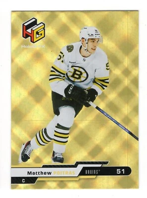 2023-24 UD Ext Series Matthew Poitras HG-15 HoloGrFX GOLD Rookies Boston Bruins - Image 1 of 2