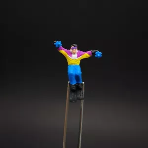 Toy Miniature SKIING MAN in BLUE OUTFIT 1" Mini Figure Diorama Railroad Model - Picture 1 of 5