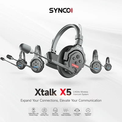 SYNCO Xtalk X1 X2 X3 X5 350m Wireless Intercom Headset System 2.4GHz Full Duplex - Image 1 of 4