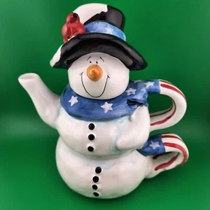 Patriotische stapelbare Schneemann Teekanne 3 Stück Bella Casa Design 8" H - Bild 1 von 10