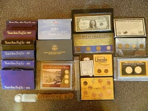 Mixed US Coin Lot (Proof Sets, Sacagawea $1, Mt Rushmore, Barber, etc) (Lot1104) - Picture 1 of 12