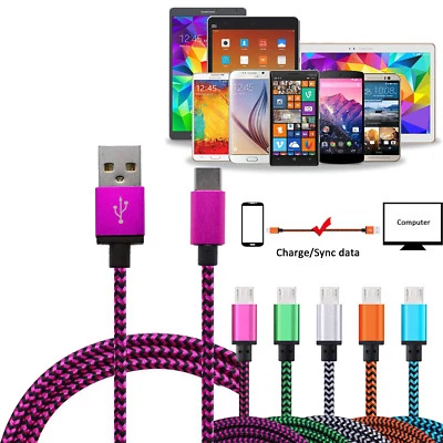 Android Micro USB Cable Nylon Braided High Speed Charger Cord USB Charging Cable - Image 1 of 4