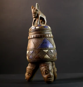 Estatua Africana Yoruba De Colección Ofrenda Cuenco Tapa Animal Tribal Oeste-G5347 - Imagen 1 de 24