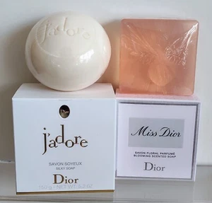 2pc DIOR Soap Set J'ADORE SILKY & MISS DIOR BLOOMING BOUQUET *NEW SEALED Full Sz - Picture 1 of 2