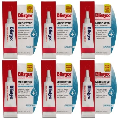 6 x Ungüento medicado para labios Blistex, protector labial 0,35 OZ tamaño valor Foto 1 de 3