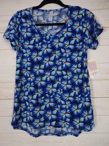 Top floral Lularoe clásico para mujer T negro y azul talla XS NUEVO CON ETIQUETAS - Imagen 1 de 3