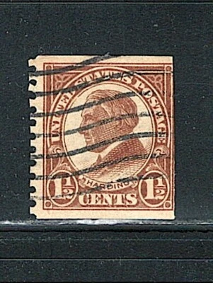 US Year of 1925 Warren Harding Single Coil Stamp Scott# 598 (Used), - Image 1 of 2